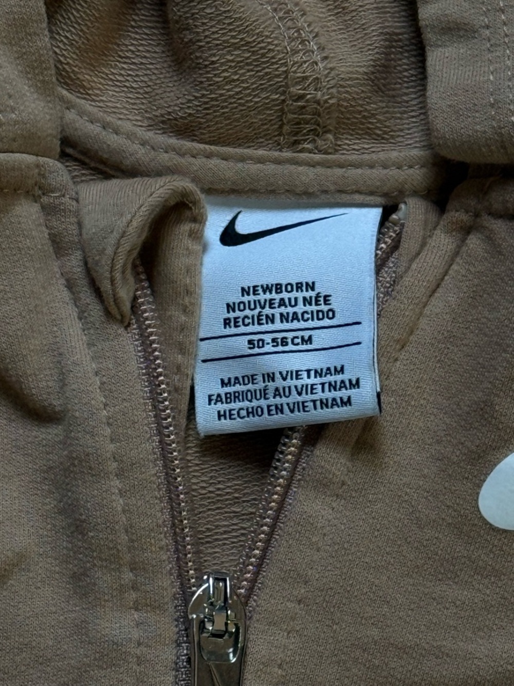 Nike Hooded Baby One-Piece Rompers - Teal Green & Tan - Picture 4 of 5